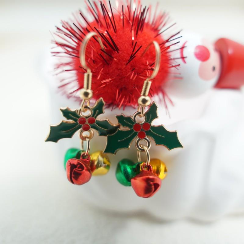 European and American Christmas Bell Earrings with Colorful Enamel, Women's Studs in Alloy Design