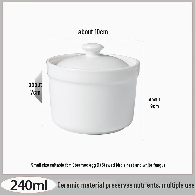Zhaoran Pure White Ceramic Double Boiler Stew Pot Set