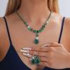 Hot-Selling Green Water Drop Earrings & Necklace Bridal Set - Fashionable Zircon Accessories
