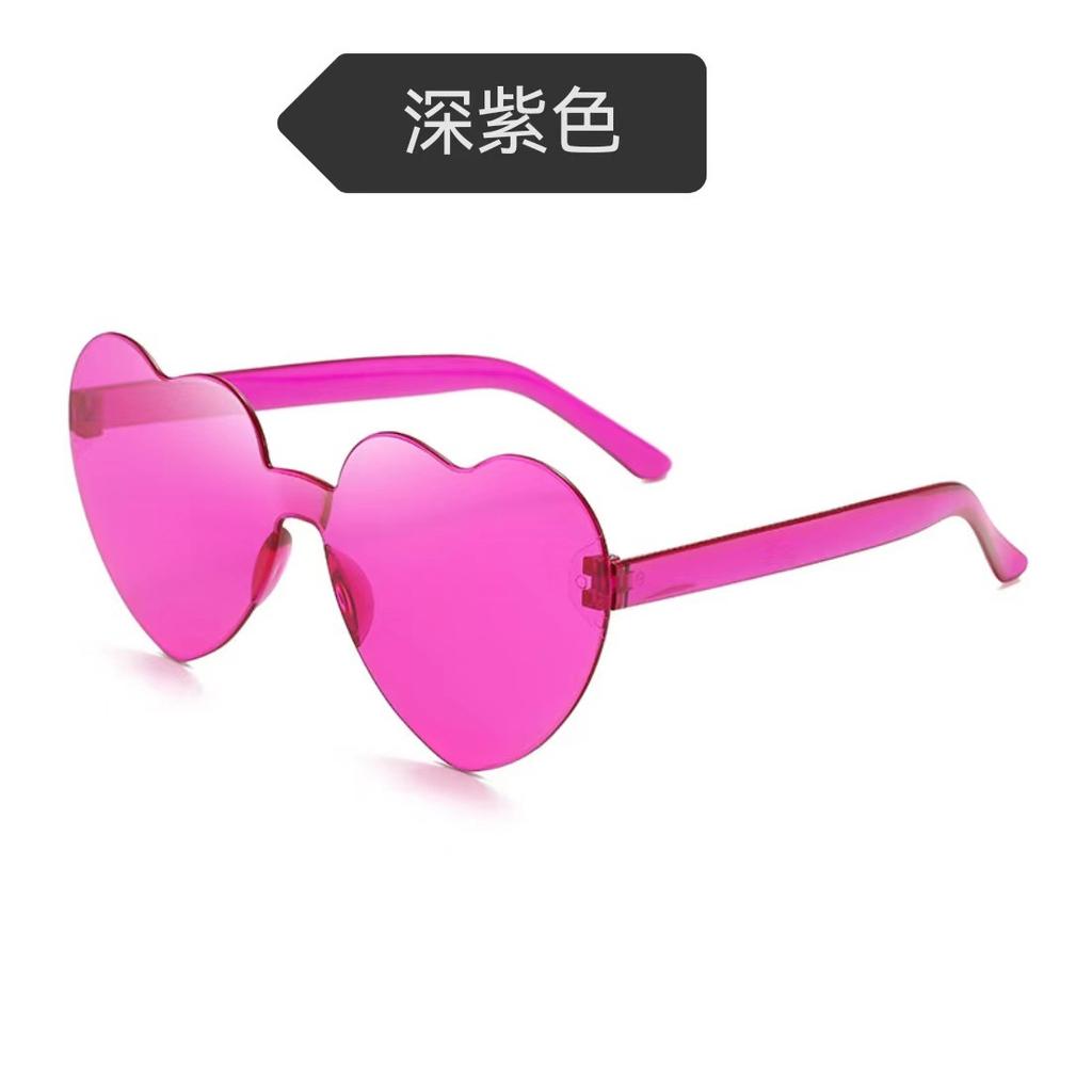 Peach Heart Sunglasses Love Glasses Trend Frameless One-Piece Marine Film Dazzling Color Sunglasses