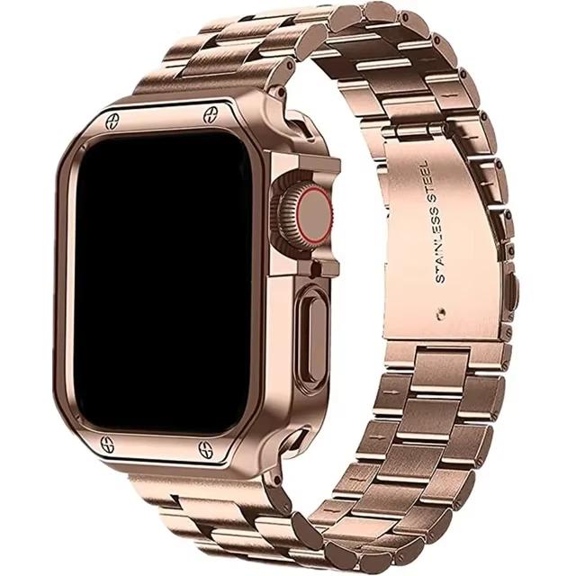 Edelstahlarmband für Apple Watch Ultra 49mm 10 46mm 42mm TPU-Hülle+Armband für Iwatch 9 8 7 6 5 4 45mm 44mm 41mm 40mm Armband