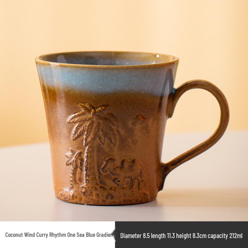 Retro Ceramic Mug: Japanese Kiln-Fired Coffee & Tea Cup