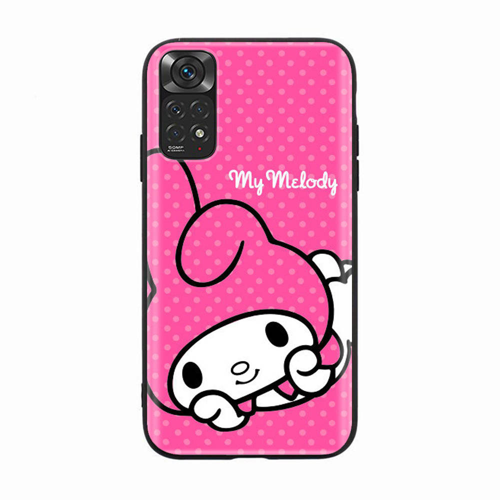 H-10 My Melody Black Sofe Case for iPhone 16 15 Plus 14 13 Mini 12 11 Pro 8 6 6S SE 5 XR XS Max Realme C30 C33 C32 9I VIVO V29 V27 V23 Y36