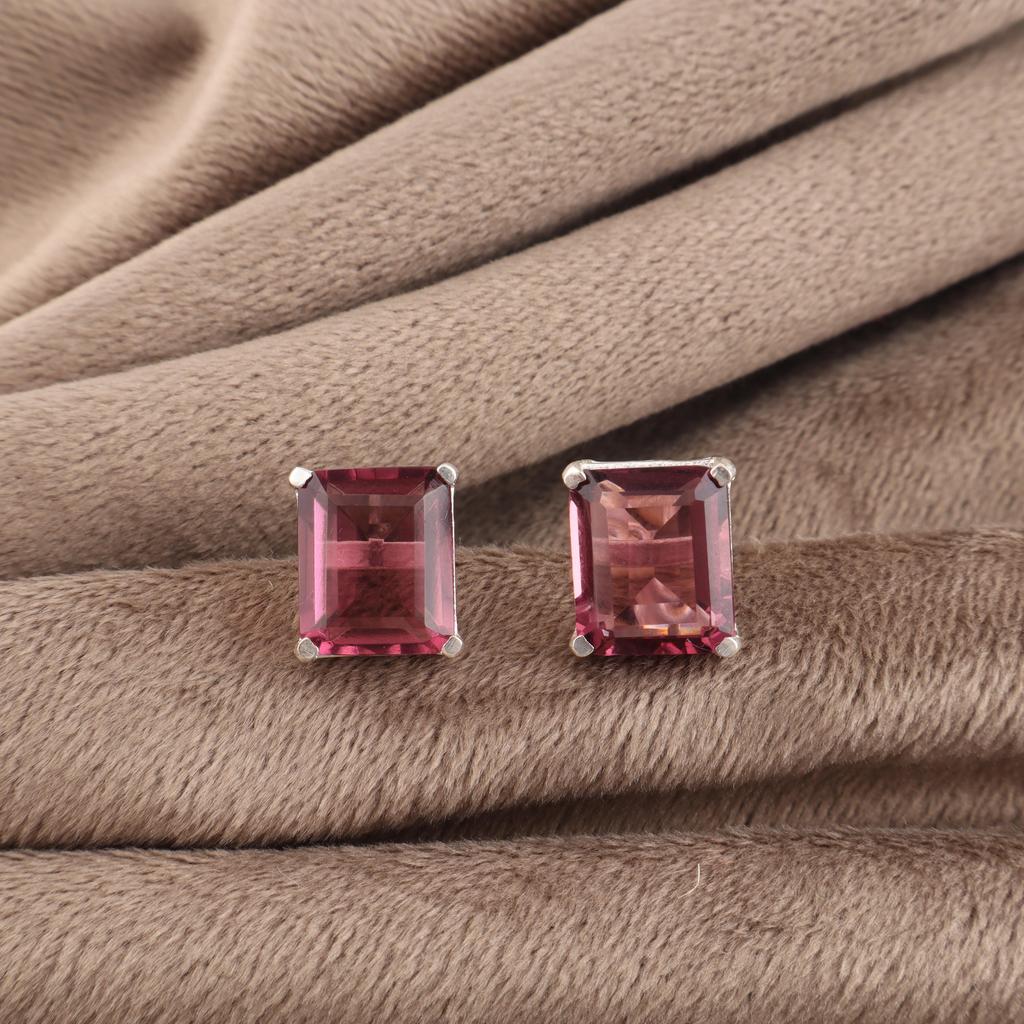 Rhodolite Gemstone 925 Sterling Silver Jewelry Handcrafted Studs Earrings 0.4" Birthday Gift For Her EE-179-12