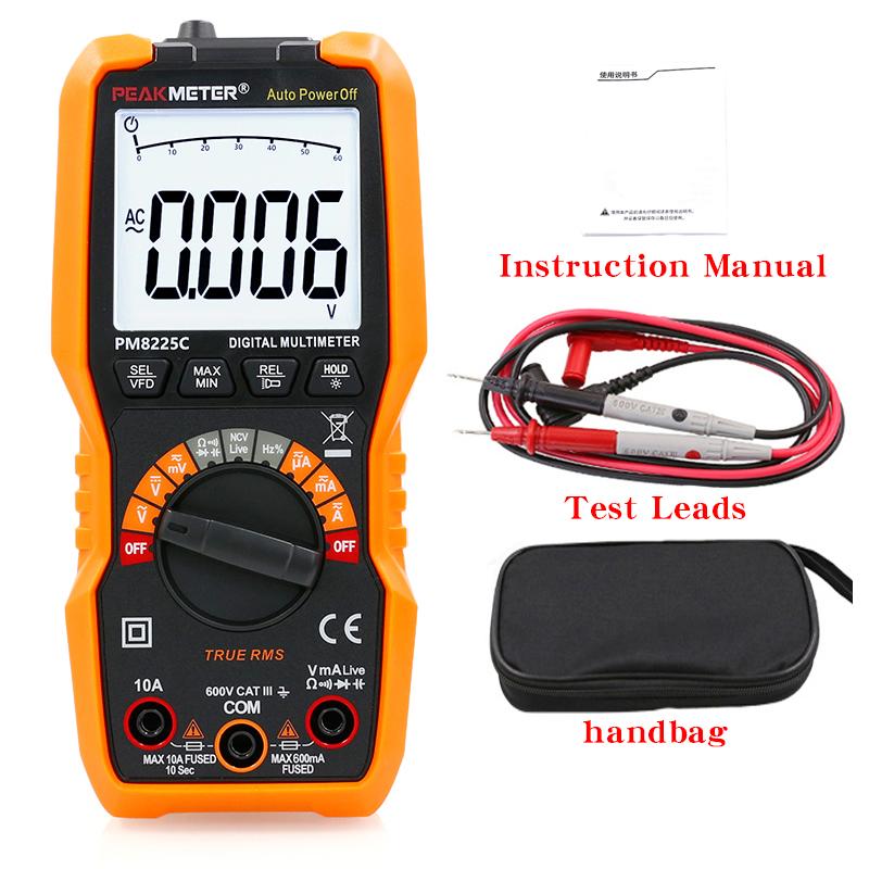 

PEAKMETER PM8225D Електрик Мультиметр Універсальний Високоточний Цифровий Дисплей Розумний Захист від Перевантаження Побутовий Електролічильник