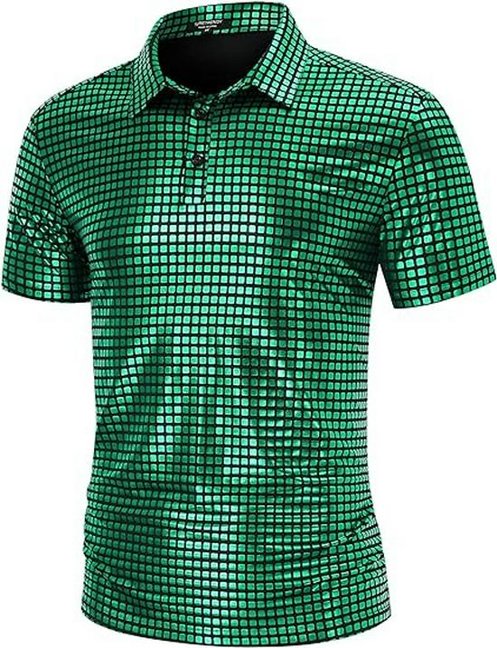 "New Men's Halloween Disco Sequin Shirt – 70s Party Style"