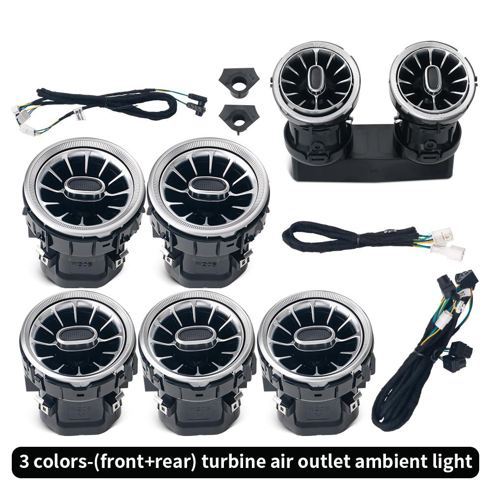 For Mercedes Benz W205 X253 GLC 15-18 3 Color Turbine Vents Ambient Light 4D Rotating Tweeter Speaker Lamp LHD Copilot LED Strip