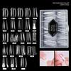 120Pcs Box-Packed Nail Mold Extension Paperless Tray Extension Nail Plate Ultrathin Reusable Transparent With Scale