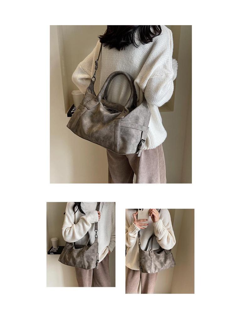 Stylish Large-Capacity Frosted Shoulder Bag: Versatile Women's Travel Handbag