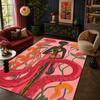 Bohemian Retro Floral Snake Print Living Room Carpet Machine Washable Easy Clean Lounge Rug Fluffy Soft Bedroom Decoration Mat