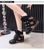 Spring and Autumn Heel Inner Height Increasing Short Boots Velcro High Top Boots Spice Girls Retro Casual Shoes Women