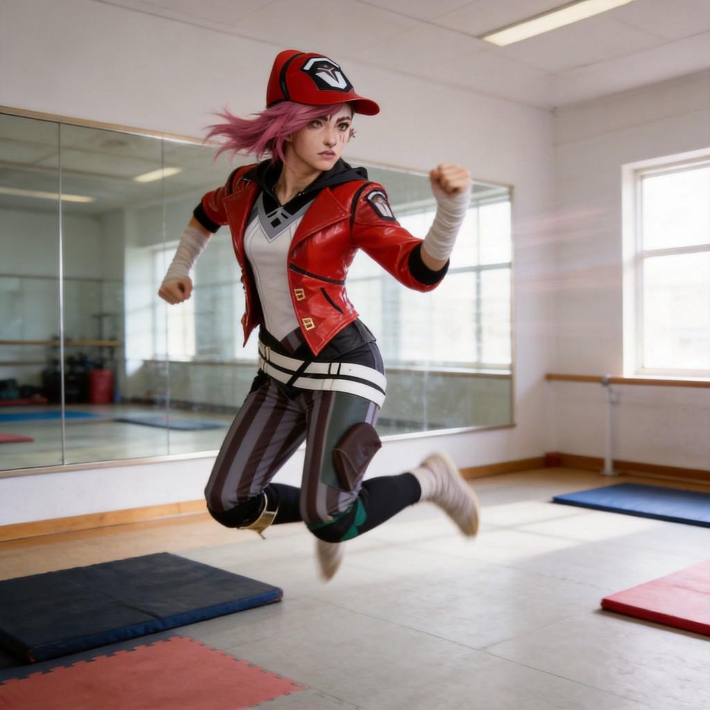Costume Cosplay Vi di Arcane League Of Legends in Tessuto di Poliestere per Eventi Anime e Gaming