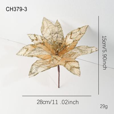 New 28CM Artificial Poinsettia Flower Glitter Sparkling Christmas Glitter Flower Sequins Sequins Flower Wedding Decoration