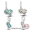 Compatible With Authentic Bangle Bracelets Zircon Owl Glow Firefly Starmoon Copper Charm Bead Charms Do It Yourself Womens BirthdayJewelry Gift
