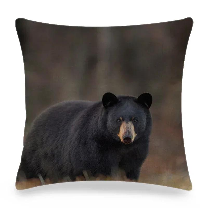Funny Wild Animals Pattern Decor Cushion Cover 45x45cm Bear Eagle Fox Printed Linen Pillow Cover Home Decor Pillowcase for Couch