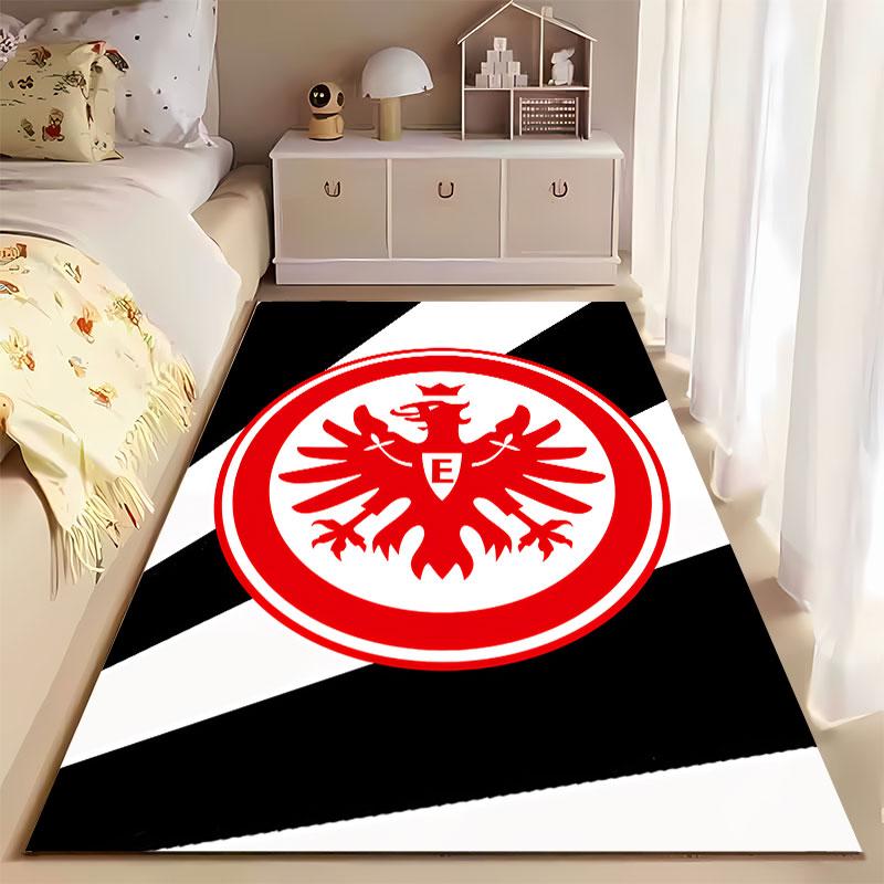 Red Eagle Emblem On Stripes Carpet Suitable As a Non-slip Mat for the Living Room or Bedroom Sofa