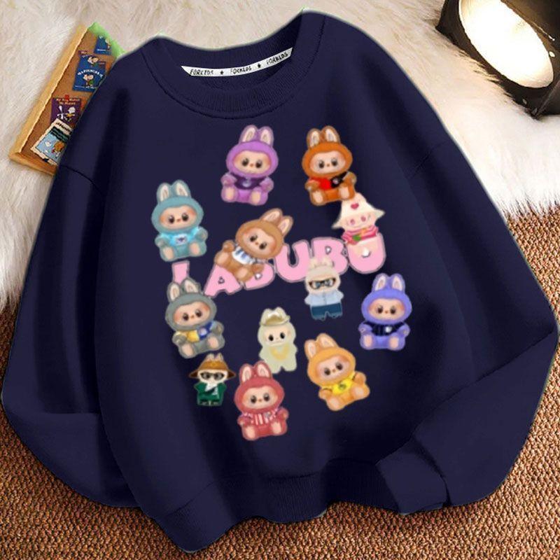 Moletons Fofos de Gola Redonda para Crianças, Moletons Casuais de Manga Comprida da Moda para Meninos e Meninas na Primavera e no Outono