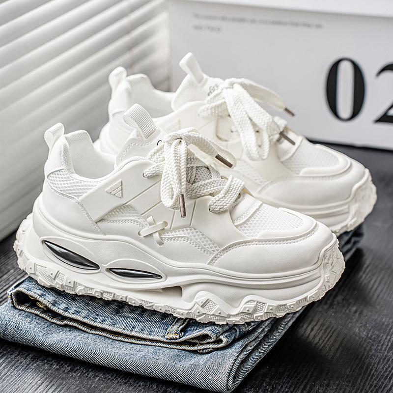 

2025 autumn new European station trendy shoes mesh breathable men s shoes platform black dad shoes casual sports shoes 44