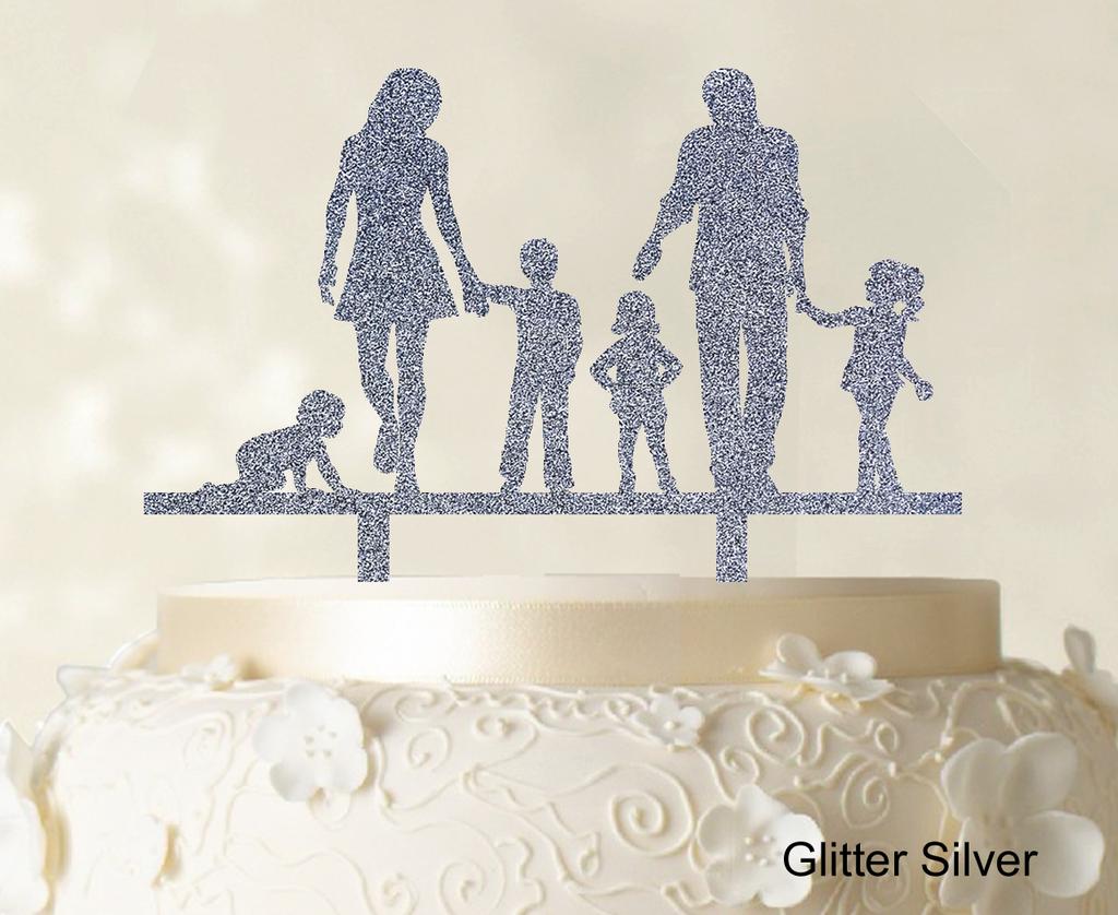 Personlig familiekaketopper Egendefinert silhuett Bryllupskake Topper Kakedekorasjoner Tilgjengelig 6"-7" tommer