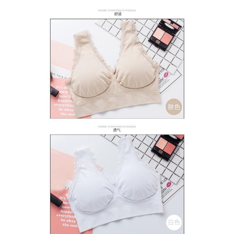 Women S Plus Size Lace Trim Wireless Push Up Bra