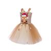 Christmas children's clothing cartoon deer mesh dress Christmas cute elk girl princess dress