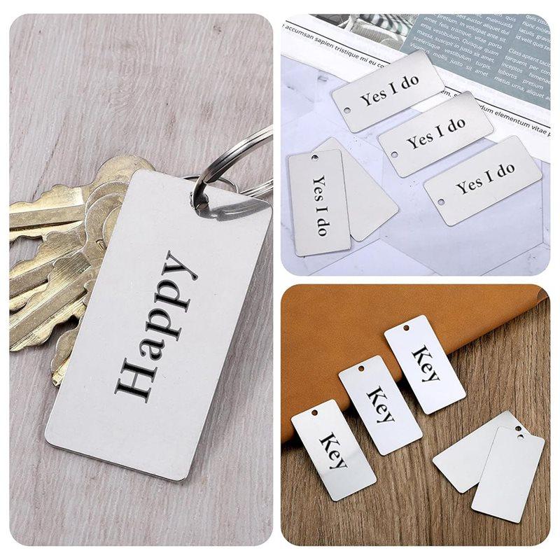 Frische leere Anhänger aus Edelstahlmetall zum Gravieren, Rechteckiges Format zum Stanzen und für DIY-Bastelarbeiten, 1x2 Zoll, Packung mit 20 Stück