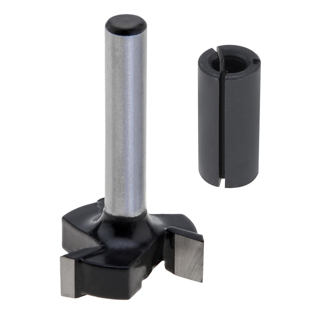 1/4" Shank 3-Tooth Carbide Spoilboard Surfacing Router Bit with 1/2" to 1/4" Reducing Chuck, Slab Flattening Milling Cutter for Woodworking Planing