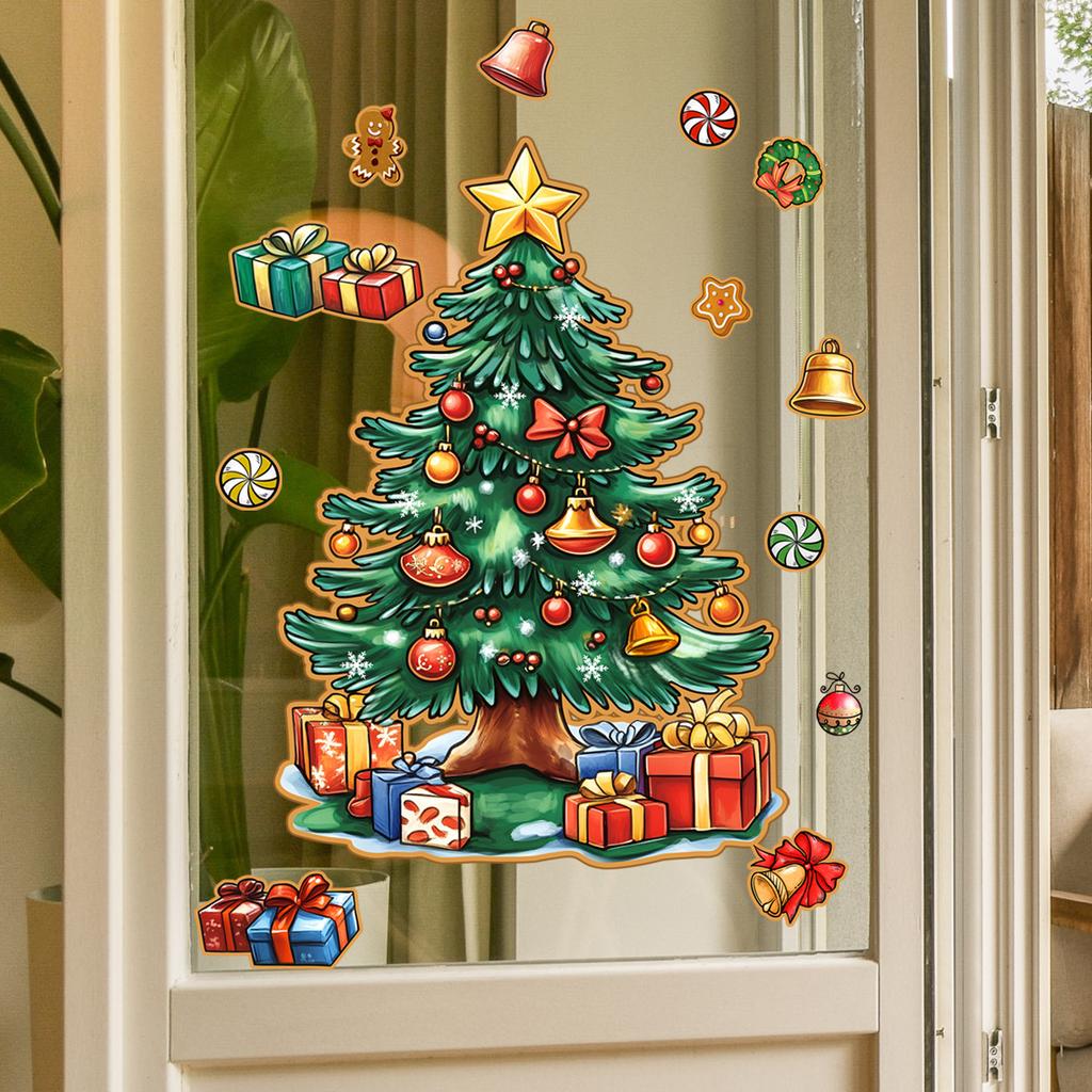 Christmas Tree Pine Window Sticker Self Adhesive Removable Static Cling Glass Decor