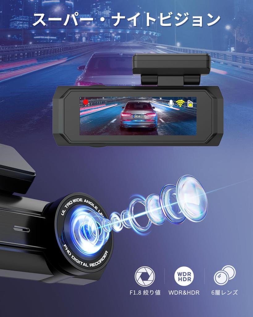 CHORTAU New Edition Dash Cam with Front and Rear 4K UHD 8MP 1080P Full HD 5G 64GB Card Large Aperture Large IPS LCD LED Traffic Light Energy Automatic