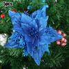 5 Pack Christmas Poinsettia Glitter Flower Ornaments in Colors