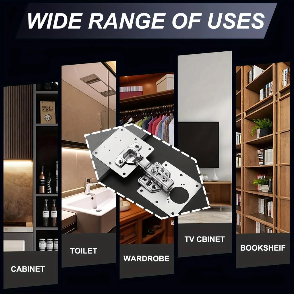 4-piece cabinet hinge repair panel, kitchen hinge repair panel kit including fixing screws, protective wooden doors, furniture