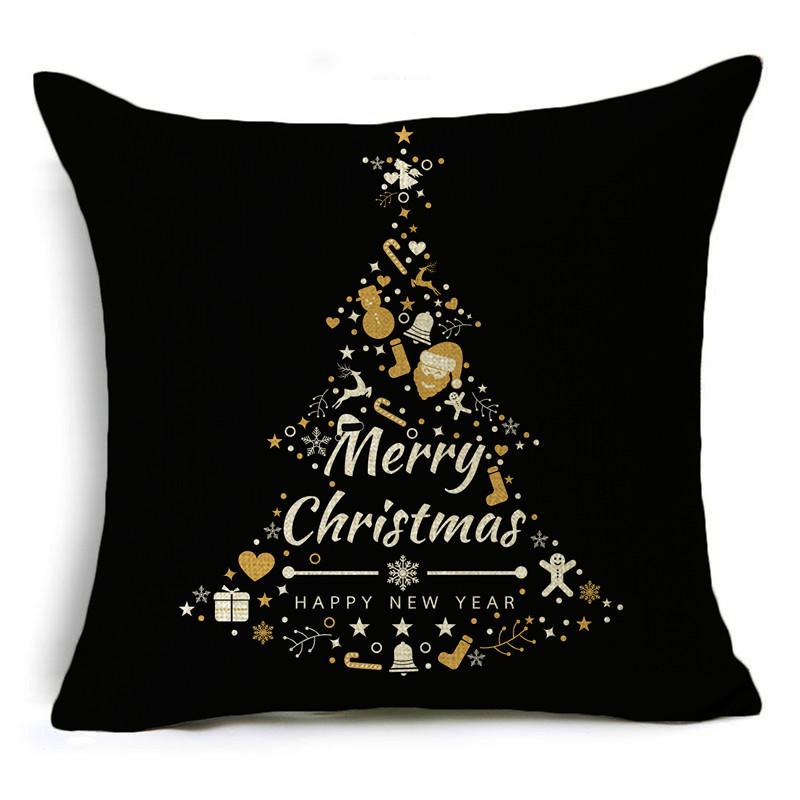 Creative Black and White Christmas Theme Pillowcase Holiday Gift Sofa Decorative Cushion Cover 40*40cm/45*45cm/50*50cm