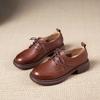 First Layer Cowhide Loafers Women's Spring and Autumn New Models One-pedal British Style Lace-up Work Small Leather Shoes Women's Shoes