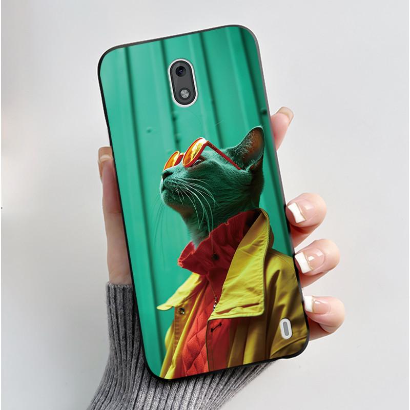 Casing For Nokia 2 2.1 2.2 3 3.1 Case Aesthetic Fashion Cute Cat Shockproof Back Cover Black Slim Soft TPU Silicone Phone Case