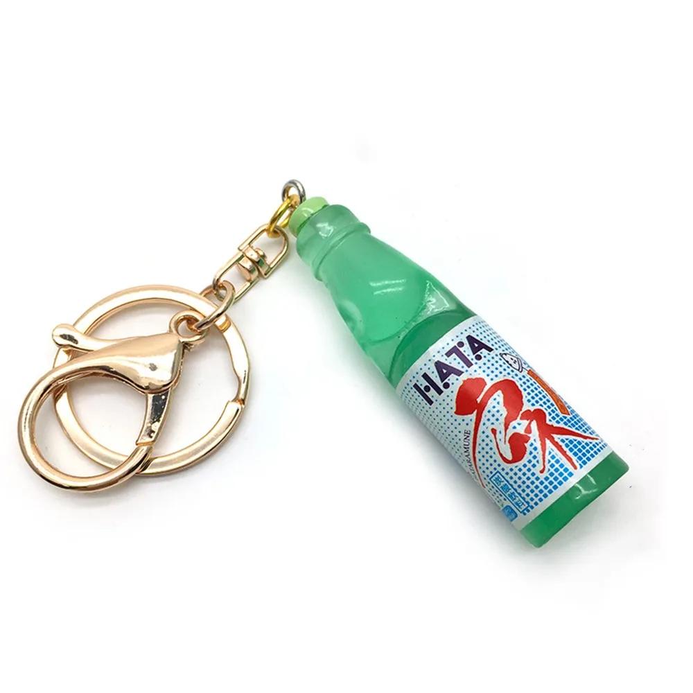 Simulation Marbles Bobble Soda Key Chain Miniature Japanese Ramune Soda keychain Cute Dollhouse Ornaments Bag Accessories