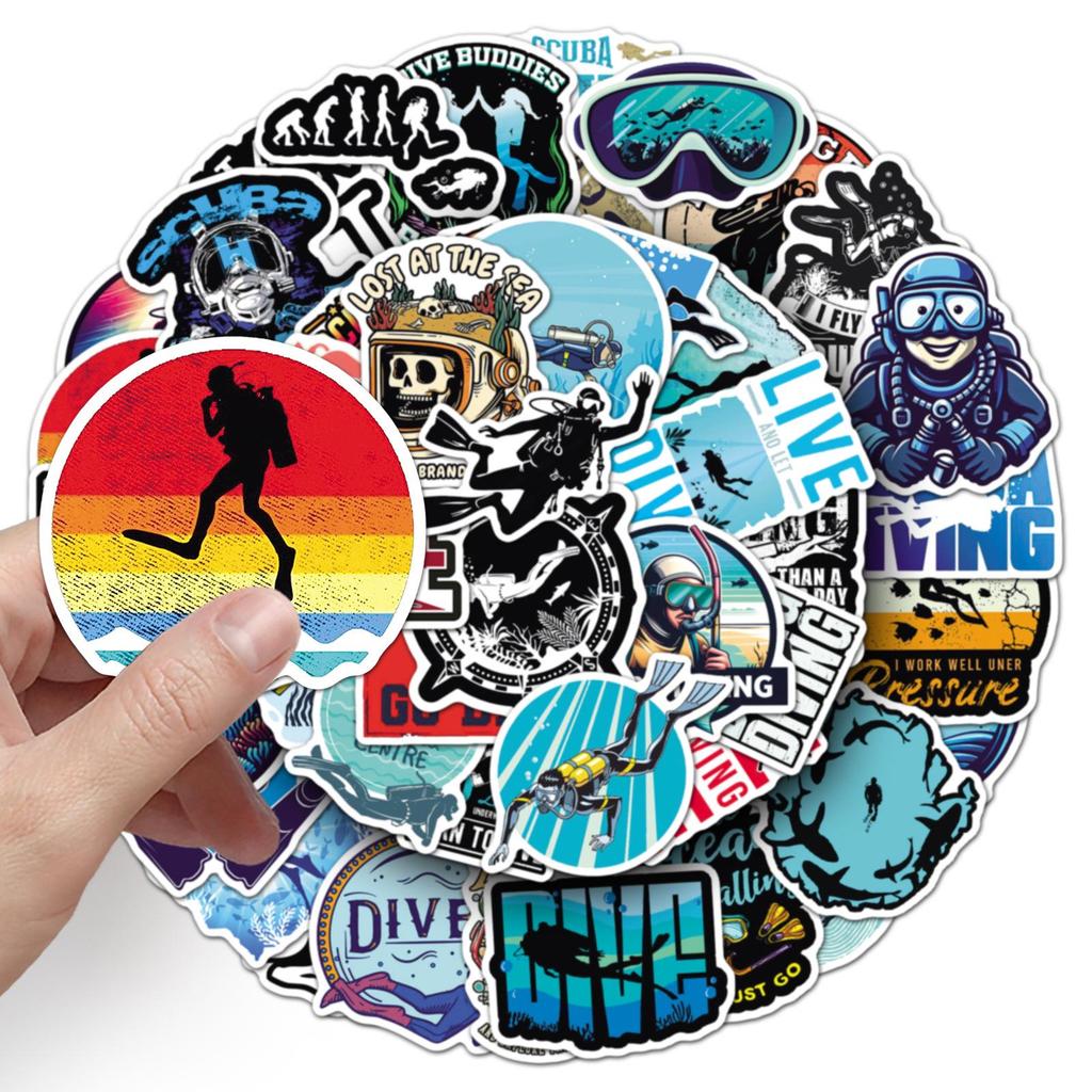 50PCS Extreme Sports Diving Stickers for Helmets & Storage Boxes