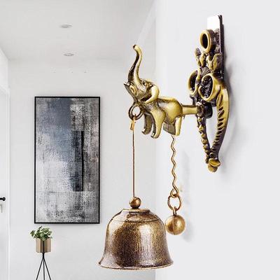 Retro-style Animal Doorbell Metal Copper Bell Wind Chimes Hanging Wall Horse Elephant Owl Shape Wind Bells Hanging Decorations