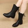 Retro Thick Heeled Short Boots for Women In Autumn Winter Round Toe Mid Heel Flat Bottom Simple Comfortable Short Boots