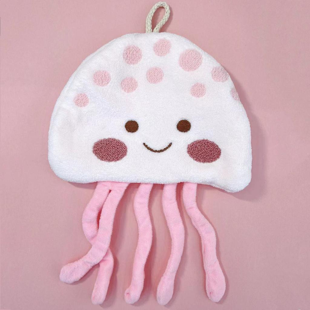 Sea World Coral Fleece Hand Towel Hanging Type Cute Not Easy To Fade Children's Small Towel Kindergarten Bathroom Hand Wipe