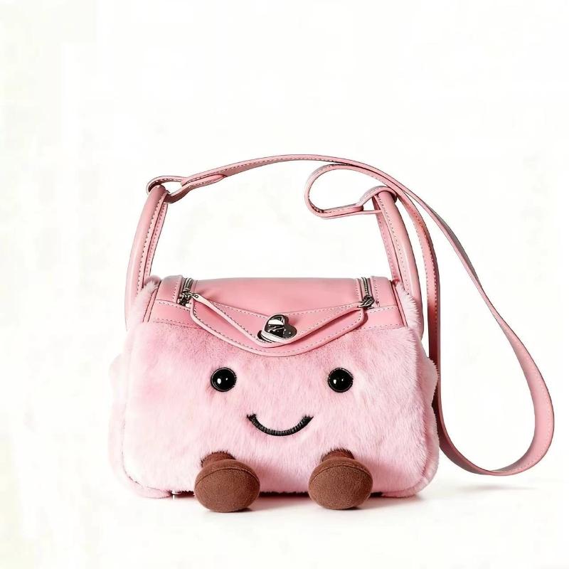 Borsa a Tracolla Peluche Carina da Donna Grande Capacità Borsa a Spalla Fumetto Moda Regalo Autunno Inverno Natale