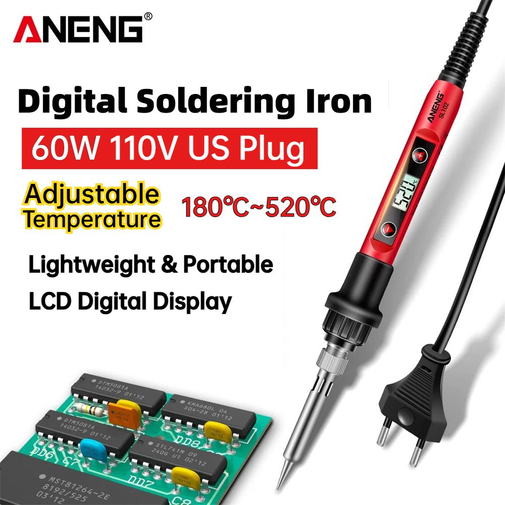 ANENG SL102 Soldering Iron Digital Adjustable Temperature 110V Plug Professional Portable Welding Repair Electric Tools Soldering Pen/soldering Gun