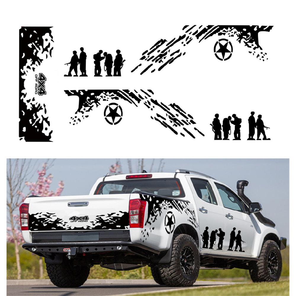 

2X Pickup Stickers Decals Vehicle Body Trim W/ Rear Door Sticker For Ford Toyota