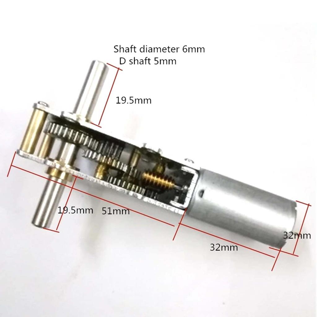 DC12/24V Double Shaft Turbine Worm Gear Motor, High Torsion High Speed Reduced Gearbox Motor WGF180-55