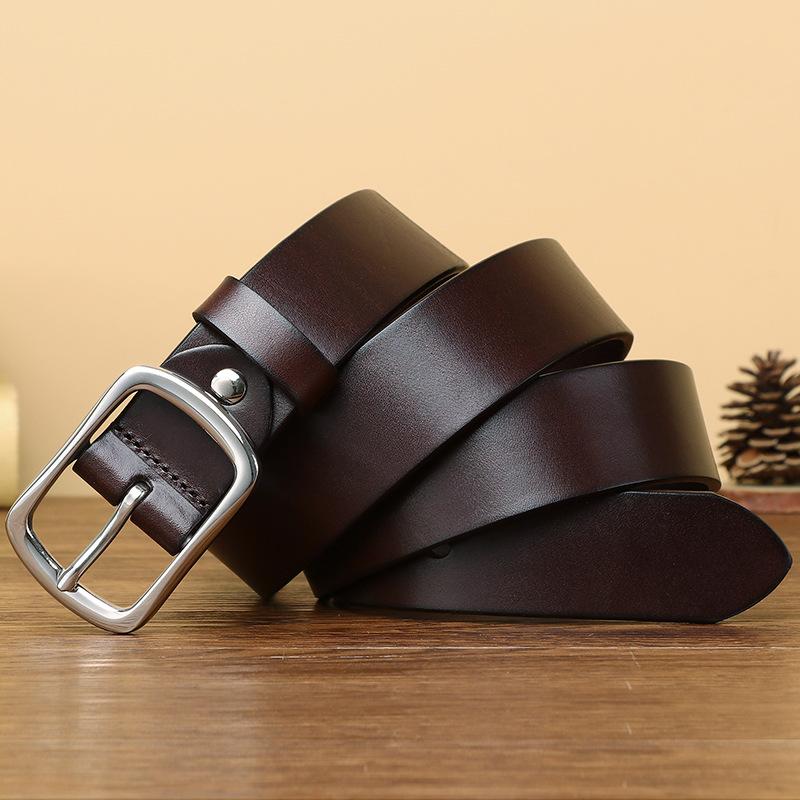 

3,8 см в ширину пряжка из нержавеющей стали ремень мужской пряжка кожаный чистый коровья кожа ретро деловой повседневный ремень для брюк Tide 130cm