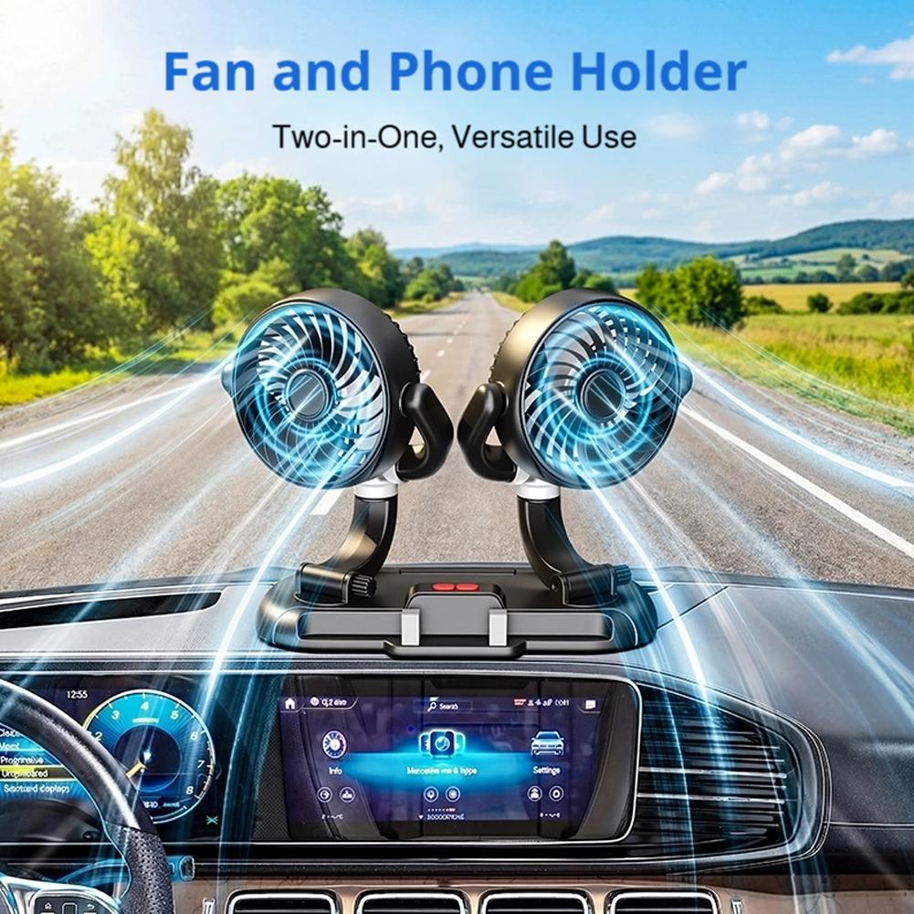 New Car Mounted Dual Head Fan Adjustable Multifunctional Car Mini Dual Head Small Fan For Household Use
