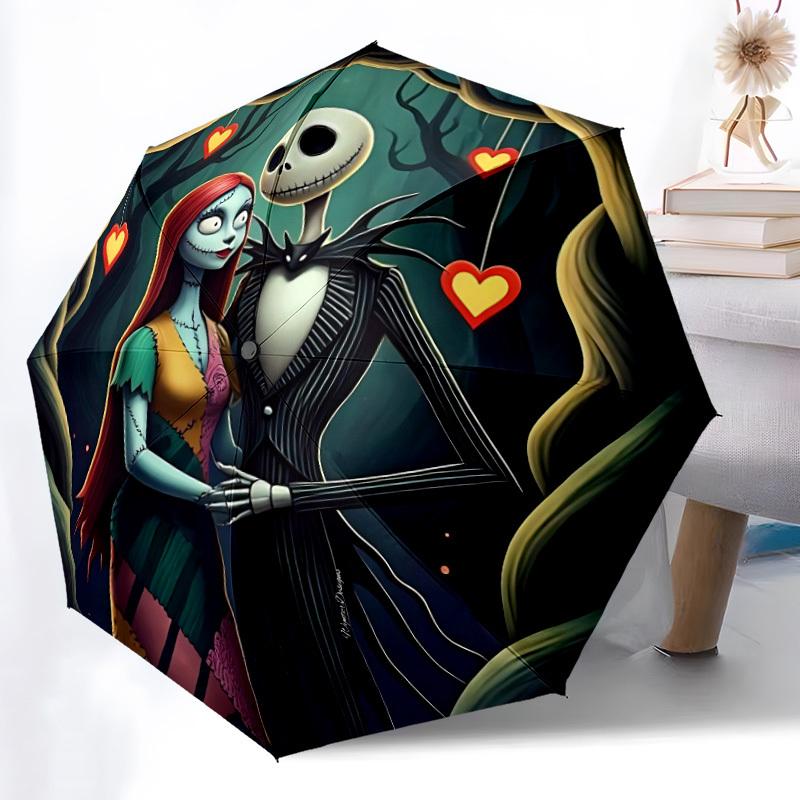 

1pc Nightmare Before Christmas Automatic Folding Umbrella - Portable Collapsible Design, 8-Rib Iron Frame yy251209084