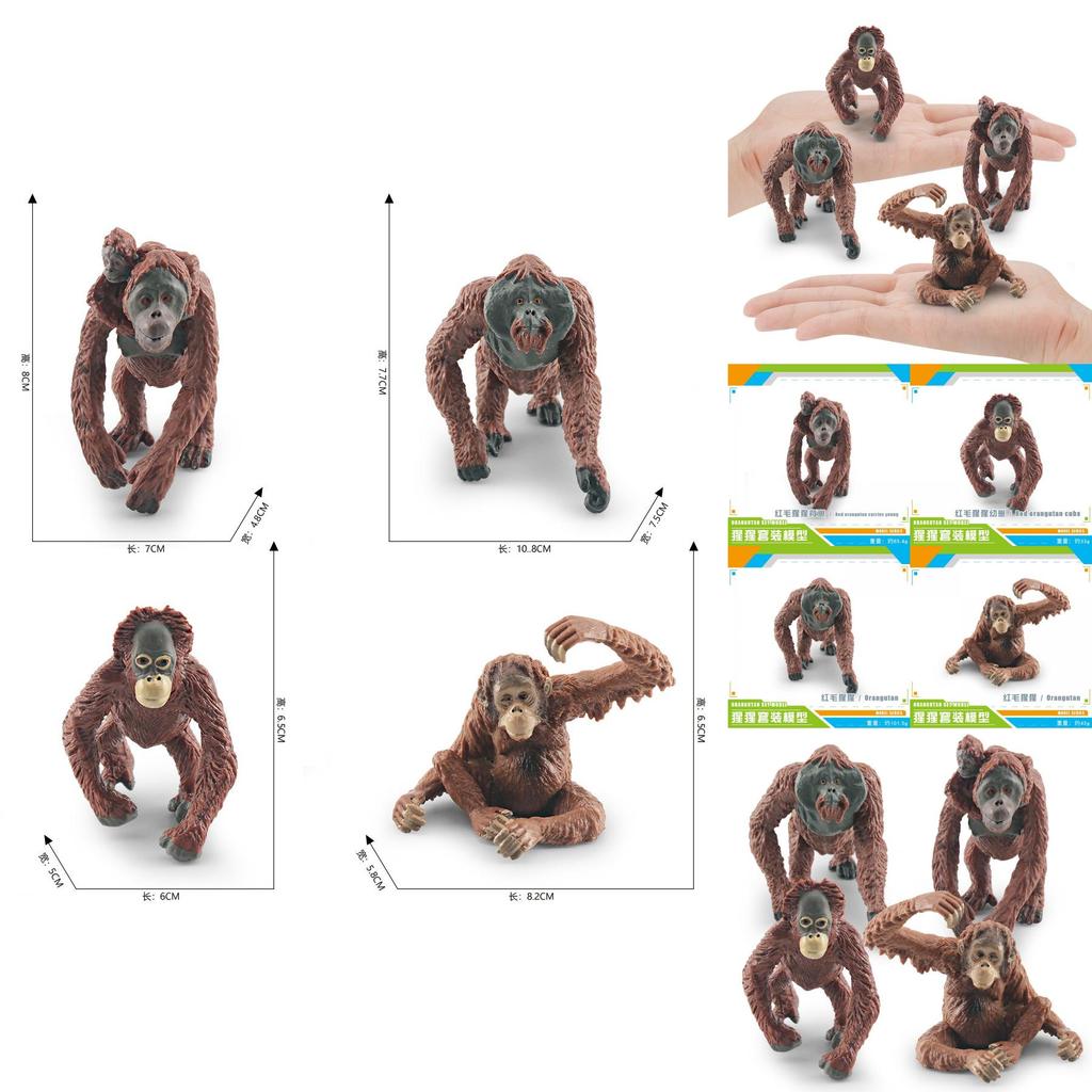 Lifelike Pvc Orangutan Model Collection With Detailed Features For Unique Desk Decor
