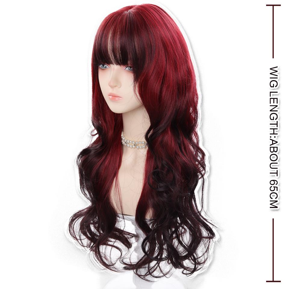 Geleidelijke Synthetische Krullende Pruik Lolita Pruik Golvend Lang Krullend Haar met Pony Geschikt voor Dames en Meisjes om Dagelijks te Dragen op Vakanties