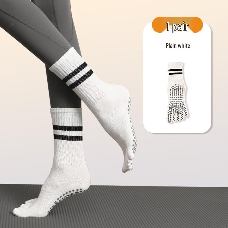 

Women s Non-Slip Five-Toe Pilates & Yoga Gel-Dot Socks for Autumn/Winter білий