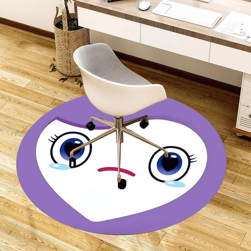 1pc Sad Emotion Icon Round carpet, Made of Polyester,Perfect for Decorating Office Chairs, Living Rooms,Vibrant Decorative Rug